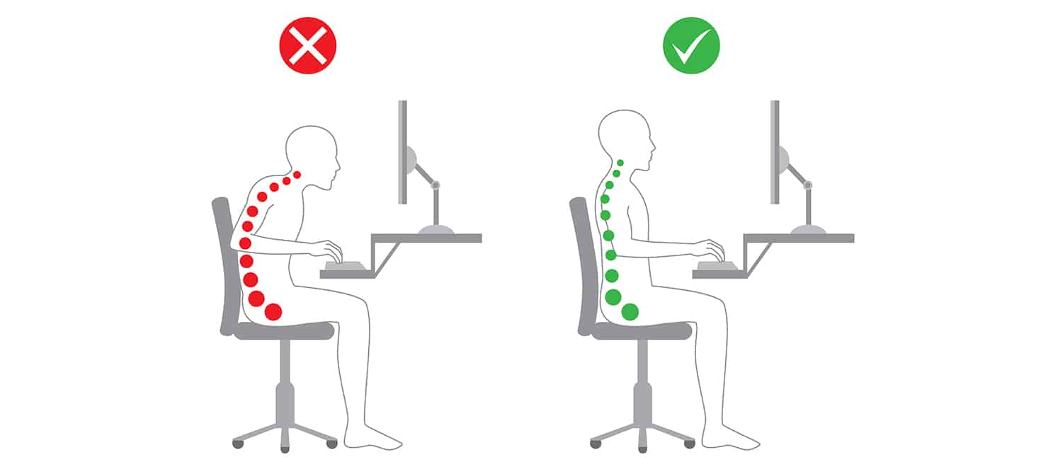 La postura corretta per evitere il mal di schiena quando si lavora al computer
